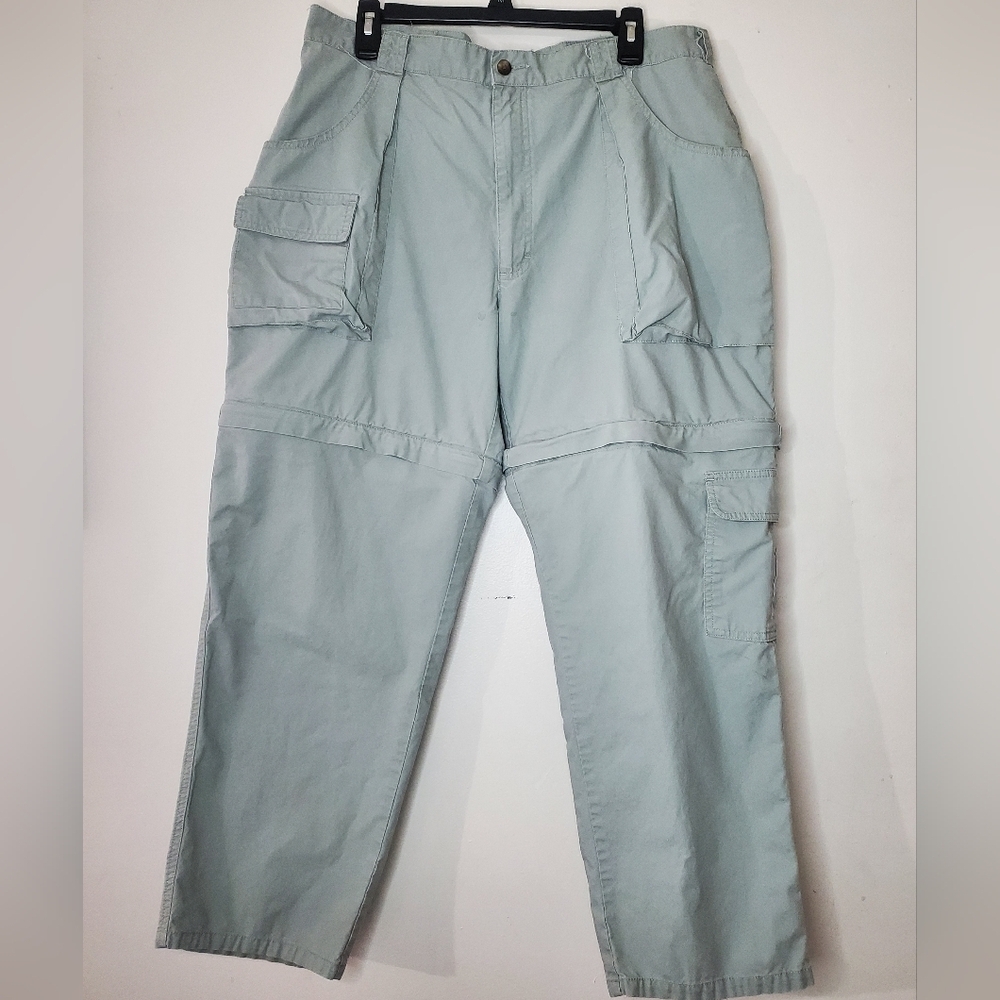 Mens Vintage Woolrich Straight Leg Cargo Utility Convertible Pants Size 38 Sage